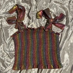 NWT Boutique TCEC Iridescent Bow Sleeve Tank / Top / Shirt